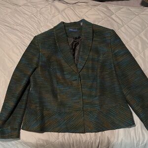 Karen Scott Women's Textured Blue and Green Blazer